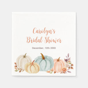 Papel Servilleta de ducha nupcial floral de calabaza rús