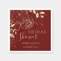 Servilleta de ducha nupcial floral moderna rojo os