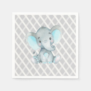 Papel Servilleta de Elefante Azul para Baby Shower Niño