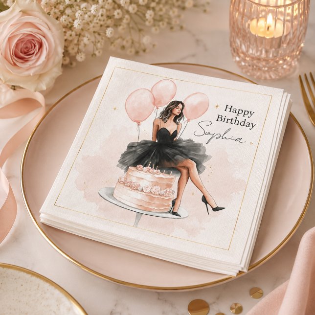 Papel Servilleta de fiesta de cumpleaños de niña elegant (Subido por el creador)