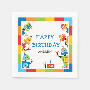 Papel Servilleta de fiesta de cumpleaños de robot colori