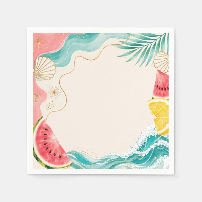 Papel Servilleta de fiesta de cumpleaños de verano (Anverso)