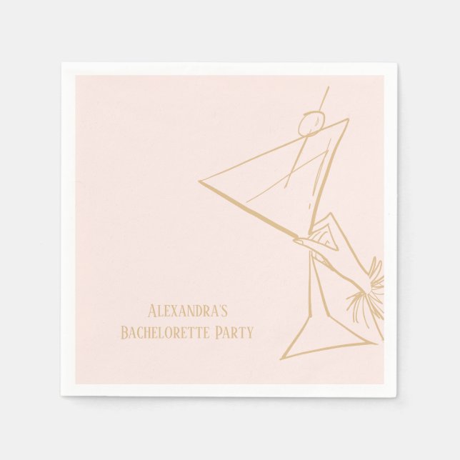 Papel Servilleta de fiesta de soltera rosa dorado (Anverso)