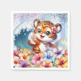 Papel Servilleta de fiesta de tigre de dibujos animados