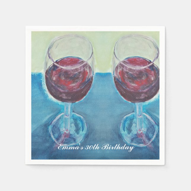 Papel Servilleta de fiesta de vino personalizada | Texto (Anverso)