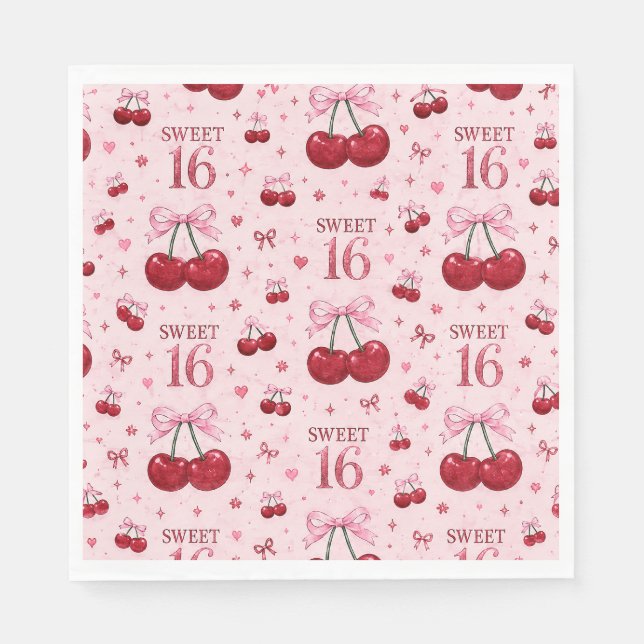 PAPEL SERVILLETA DE FIESTA FLORAL DE CEREZA DULCE 16 CUT (Anverso)