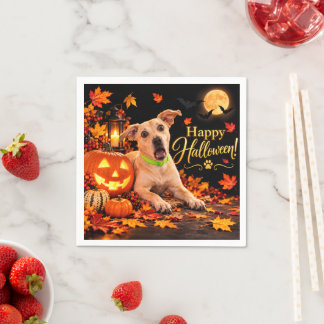 Papel Servilleta de fiesta negra de Halloween con perro