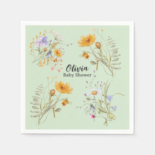 Papel Servilleta de Floral de Flor Silvestre de Menta de (Anverso)