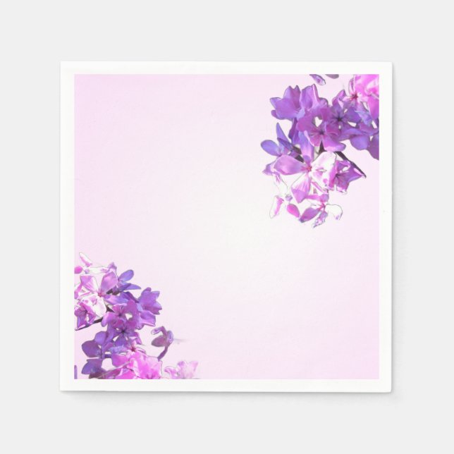 Papel Servilleta de gradiente rosa y blanco con flores (Anverso)