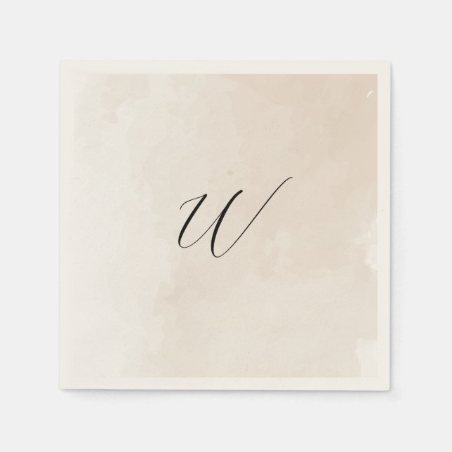 Papel Servilleta de inicial de boda con acuarela (Anverso)