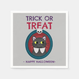 Papel servilleta de la fiesta de Halloween, gato retrata