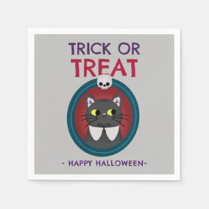 Papel servilleta de la fiesta de Halloween, gato retrata