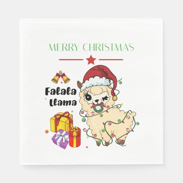 Papel Servilleta de Llama de Navidad (Anverso)