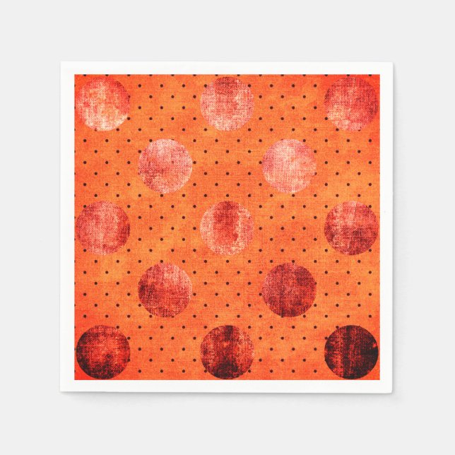 Papel Servilleta de lunares naranja y cobre (Anverso)