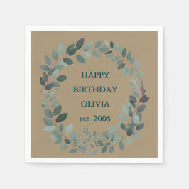 Papel Servilleta de marco de eucalipto con texto persona