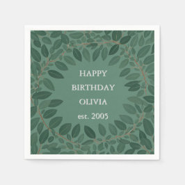 Papel Servilleta de marco de eucalipto con texto persona