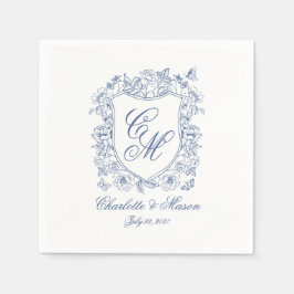 Papel Servilleta de Monograma de Boda con Cresta Floral 