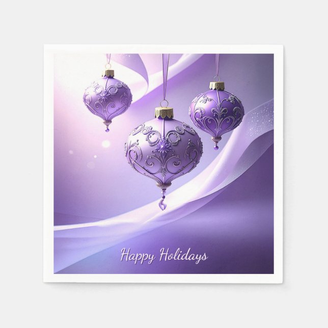 Papel Servilleta de Navidad Bola Purpura Fiesta (Anverso)
