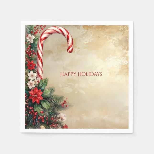 Papel Servilleta de Navidad de Caña de Caramelo (Anverso)