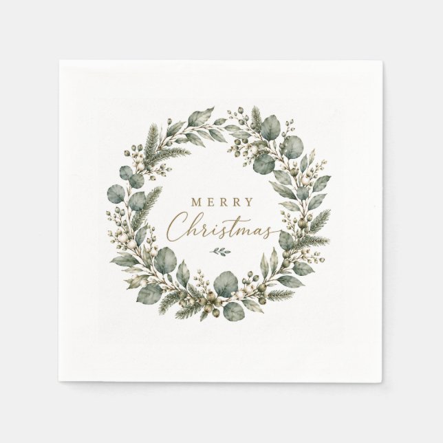 Papel Servilleta de Navidad de eucalipto botánico elegan (Anverso)