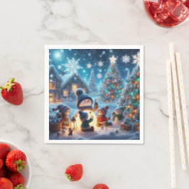 Papel Servilleta de Navidad de Muñeco de Nieve Encantado