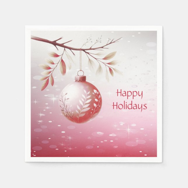 Papel Servilleta de Navidad Decorativa de Bola Rosa (Anverso)
