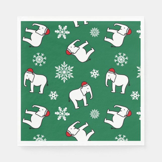 Papel Servilleta de Navidad para Fiesta de Elefante Blan (Anverso)