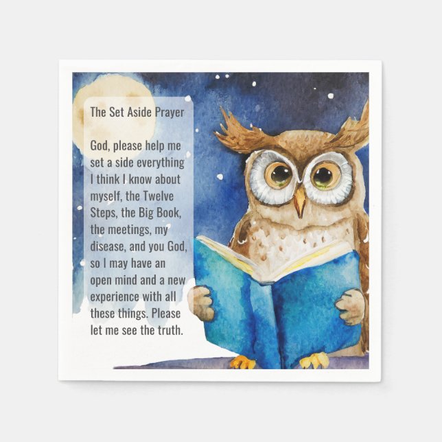 Papel Servilleta de oración personalizada de AA | Búho s (Anverso)