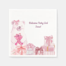 Servilleta de oso de peluche rosa para baby shower