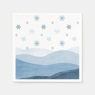 Papel Servilleta de paisaje invernal azul nevado