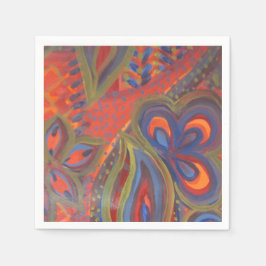 Papel servilleta de patrón azul naranja