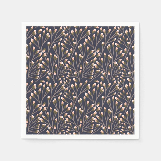 Papel Servilleta de patrón botánico de color azul estilo (Anverso)