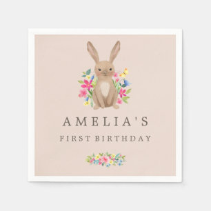 Papel Servilleta de primer cumpleaños del conejo dulce r
