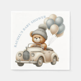 Papel Servilleta de Shower de Bebé con Coche y Oso de Pe