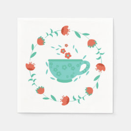 Papel Servilleta de Té de la Tarde Floral