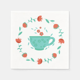 Papel Servilleta de Té de la Tarde Floral