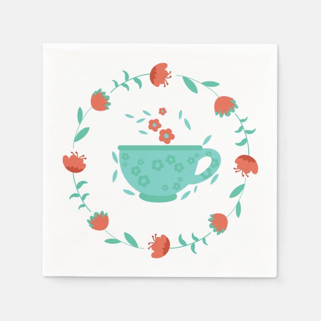 Papel Servilleta de Té de la Tarde Floral (Anverso)