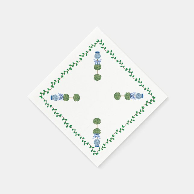 Papel Servilleta de tela de frasco de jengibre azul Topi (Borde)