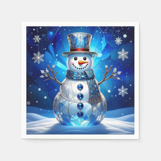 Papel Servilleta de vacaciones de copos de nieve de muñe (Anverso)