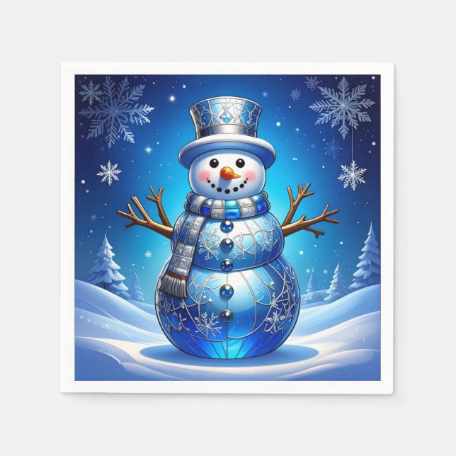 Papel Servilleta de vacaciones de copos de nieve de muñe (Anverso)