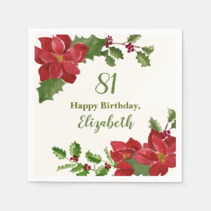 Papel Servilleta de vegetación floral roja de cumpleaños