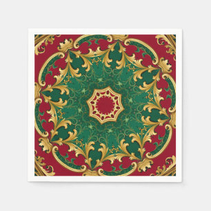 Papel Servilleta decorativa verde roja de Navidad