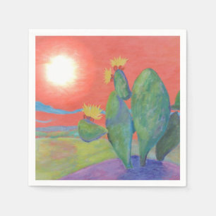 Papel Servilleta del cactus de la puesta del sol