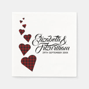 Papel Servilleta Desechable Corazón de Tartán Rojo