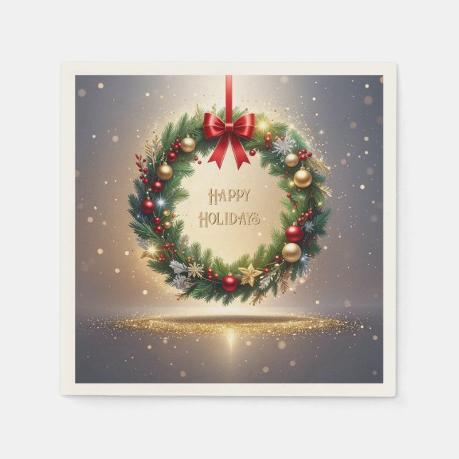 Papel Servilleta festiva de Navidad Corona Navideña (Anverso)