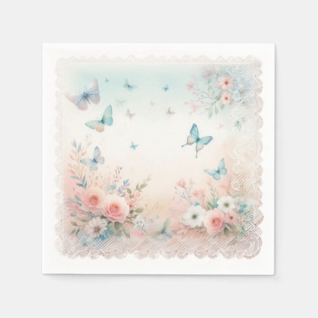 Papel servilleta fiesta de papel, suave, acuarela, marip (Anverso)