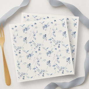 Papel Servilleta floral de acuarela azul polvoriento