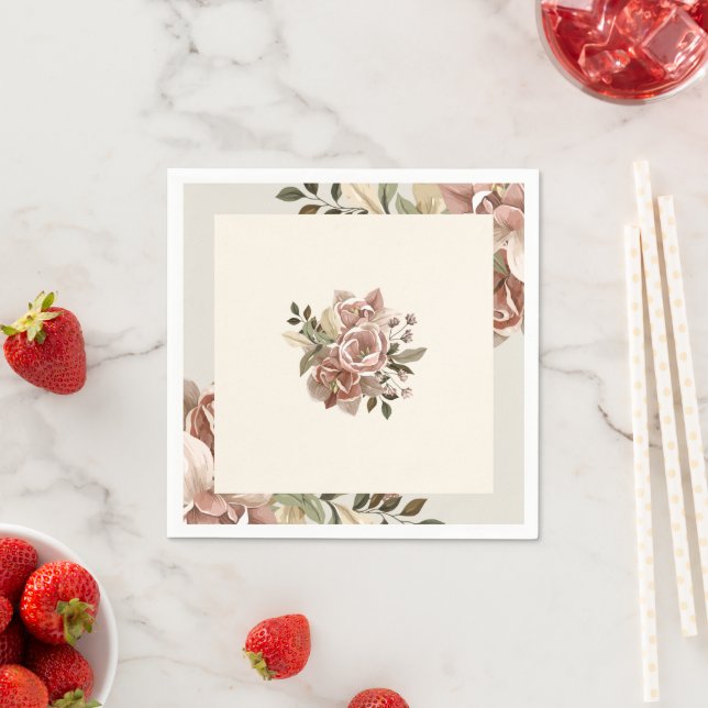 Papel Servilleta floral de acuarela con toque romántico (In situ)