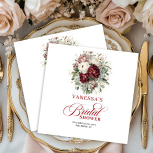 Papel Servilleta Floral de diseñador Burdeos Dorado para