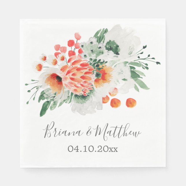 Papel Servilleta floral de moda con aquarelas de flores  (Anverso)